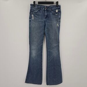 7 For All Mankind Bootcut Jeans Size 25 Juniors Distressed Medium Wash A POCKET